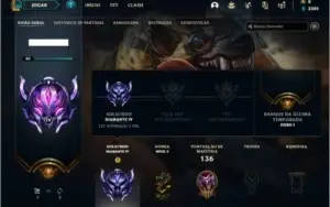 Conta diamante 4 com 9 skins e 50 champs