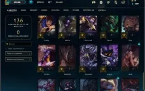 Conta diamante 4 com 9 skins e 50 champs