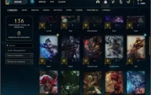 Conta diamante 4 com 9 skins e 50 champs