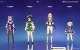 AR 39 > 16 Personagens Keqing, QiQi, Vent, Jean + 2 Armas 5*