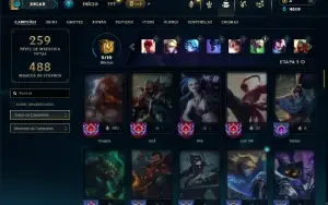 Mestre com 75 Champs e 57 Skins ( 109 PDL )