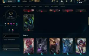 Mestre com 75 Champs e 57 Skins ( 109 PDL )
