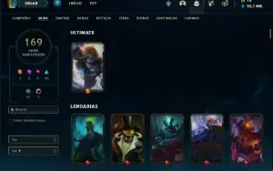 Conta Unranked com 155 Champs e 169 Skins ( MAIN ADC / JG )