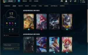 Conta platina 4 com 25 champs e 13 skins