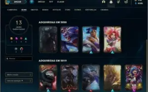 Conta platina 4 com 25 champs e 13 skins