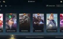 conta wild rift com 249 skins, rank diamante 1