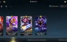 conta wild rift com 249 skins, rank diamante 1