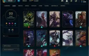 Conta DIAMANTE 1 com 22 skins e 62 champs