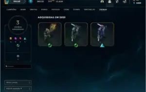 Conta DIAMANTE 1 com 22 skins e 62 champs