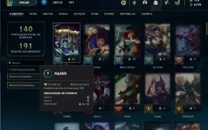 Conta Unrnaked com 95 Champs e 75 Skins + 2 RARAS