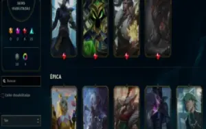 LoL conta 39 skins , 13 frag skin,ouro 3, lvl 100, 63 champ