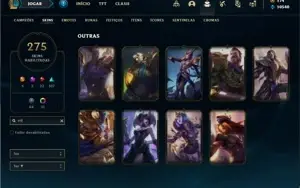 Conta prata 4 com TODOS os champs e 275 Skins + 9 Vitoriosas