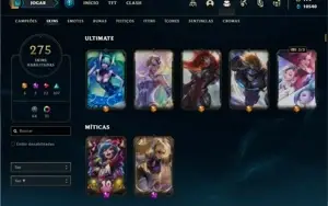Conta prata 4 com TODOS os champs e 275 Skins + 9 Vitoriosas