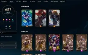 CONTA 657 SKINS!! PRECINHO ACOMPANHA DADOS DE CRIAÇÃO!!!