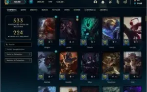 Conta prata 1 com 192 skins e 149 champs