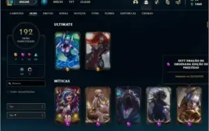 Conta prata 1 com 192 skins e 149 champs
