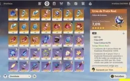 Conta com xiao + lança de jade, Ganyu e Espinha Celestial