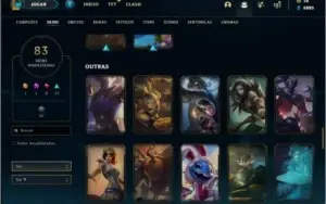Conta ouro 4 com 83 skins e 113 champs