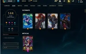 Conta bronze 4 com 155 Champs e 144 Skins + 6 Vitoriosas