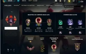 Conta bronze 4 com 155 Champs e 144 Skins + 6 Vitoriosas