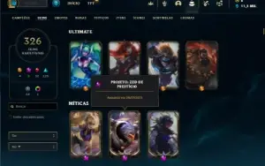 Prata 1 com TODOS os champs e 326 Skins + 3 Prestigios