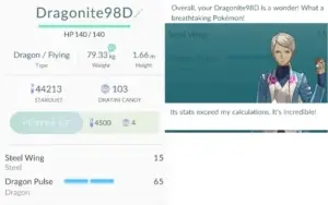 LVL27 DRAGONITEx2 2800 CP IV 98% POKEMON GO