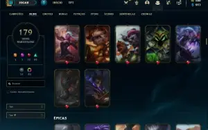 Conta Unranked com 150 Champs e 179 Skins