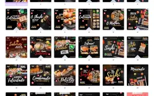 Pack Canva Suchi Bar Vol 3 - 80 Artes Editáveis