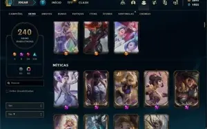 Conta lol 240 Skins (9 prest. + 3 ult.) perfeita c/ mt RP!