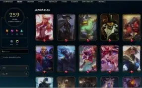 Conta de LoL (ex DIAMANTE) com 259 SKINS/ 140 campeões