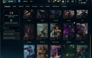 Mestre com 25 Champs e 1 Skin + 11 Fragmentos