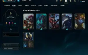 Conta Platina 1 com 66 PDL, 33 Champs e 6 Skins