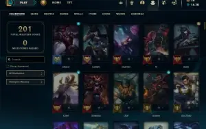 Bronze 1 com 150 Champs e 242 Skins + 2 Skins Raras + Icones