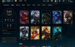 Bronze 1 com 150 Champs e 242 Skins + 2 Skins Raras + Icones