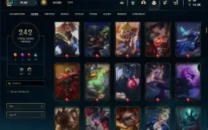 Bronze 1 com 150 Champs e 242 Skins + 2 Skins Raras + Icones