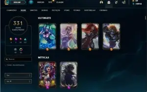 Conta ouro 2 com TODOS os champs e 331 Skins + 5 Vitoriosas