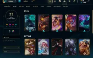 Esmeralda 1 com 70 Champs e 22 Skins ( JG / MID / TOP )