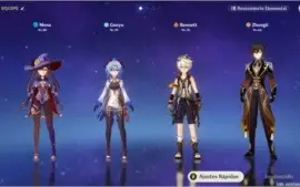 GENSHIN IMPACT CONTA COM GANYU, ZHONG e MONA 5⭐AR5