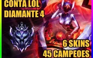 CONTA SMURF LOL 🌟 DIAMANTE 4 🌟 6 SKINS 🌟 45 CAMPEOES