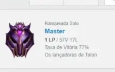 Conta mestre mmr challenger / 77% winrate