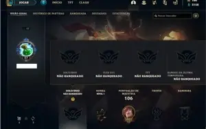 Conta unranked com 41 Champs e 12 Skins