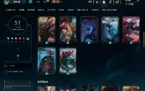 Unranked com 140 Champs e 51 Skins ( ADC / MID / JG )