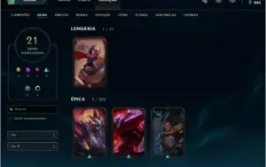Conta Diamante 3 (Borda Diamante) - 52 Campões e 21 Skins