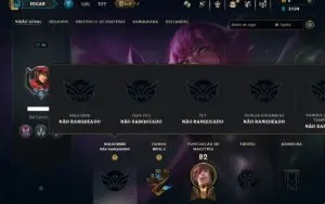 Unranked com 20 Champs e 10 Skins