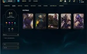 Conta Unranked com 133 Champs e 81 Skins ( 5 Vitoriosas )