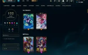 Diamante 3 com TODOS os Champs e 122 Skins (MID / ADC / JG)