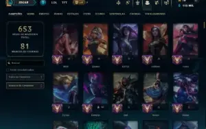 Diamante 3 com TODOS os Champs e 122 Skins (MID / ADC / JG)