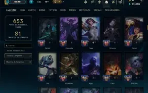 Diamante 3 com TODOS os Champs e 122 Skins (MID / ADC / JG)