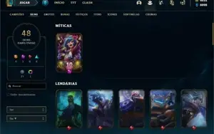Conta Platina 3 com 90 Champs e 48 Skins +4000 RP
