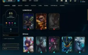 Conta Unranked com 115 Champs e 46 Skins